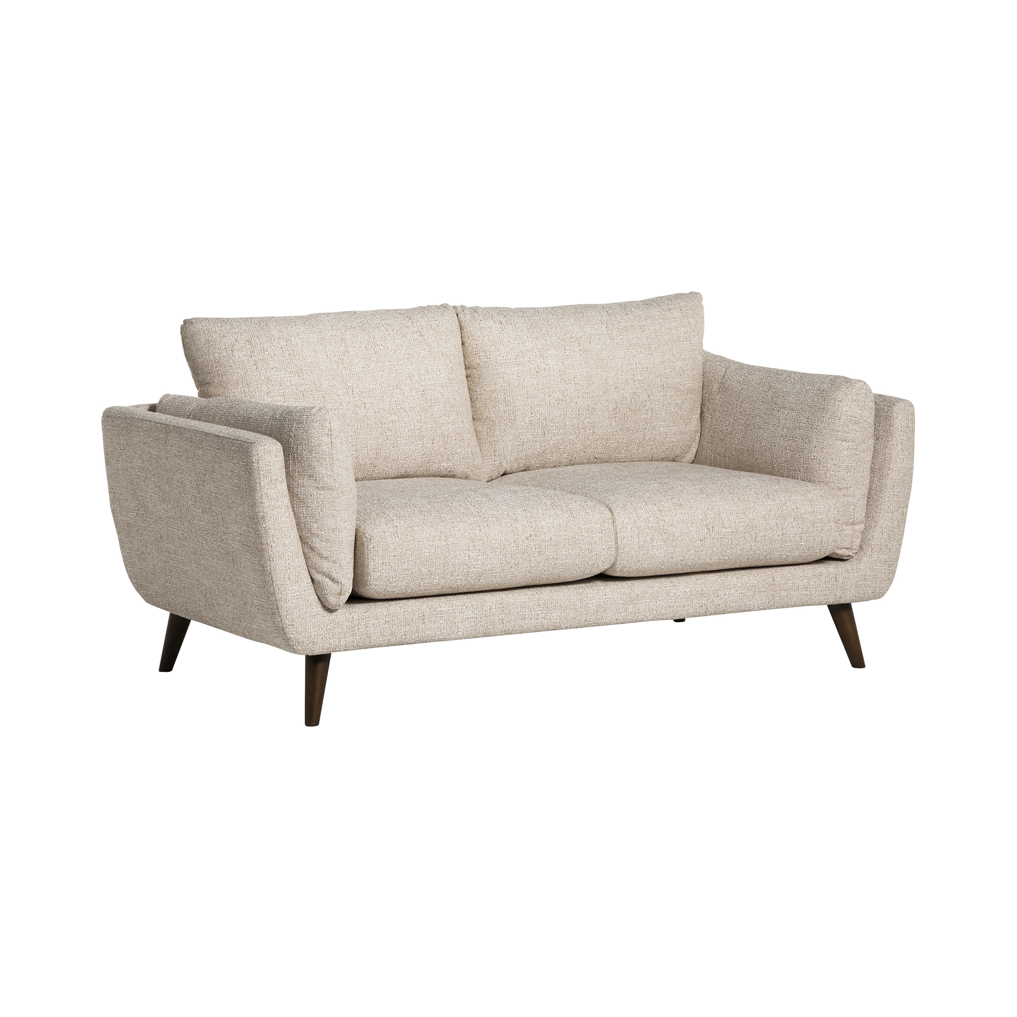 Malmo Neutral Fabric 2 Seater Sofa, Espresso Wooden Legs