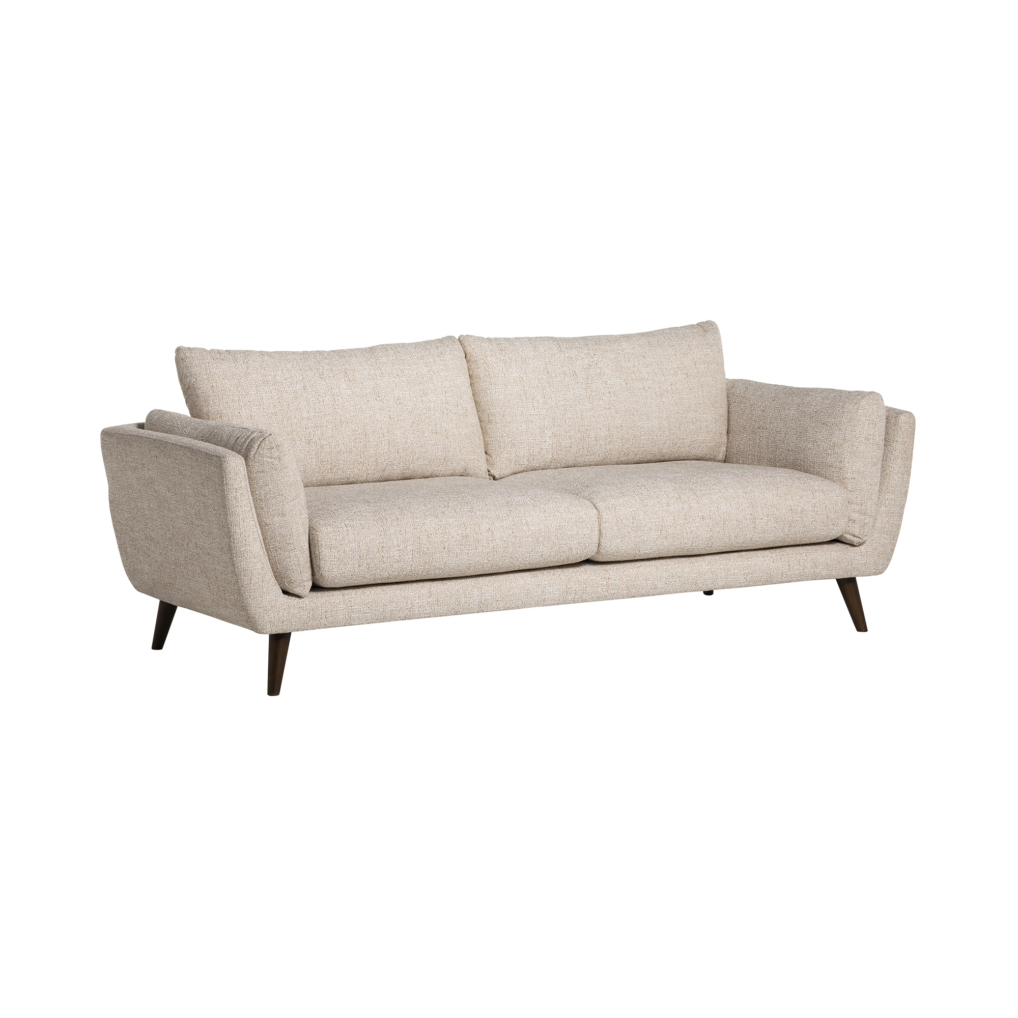 Malmo Neutral Fabric 3 Seater Sofa, Espresso Wooden Legs