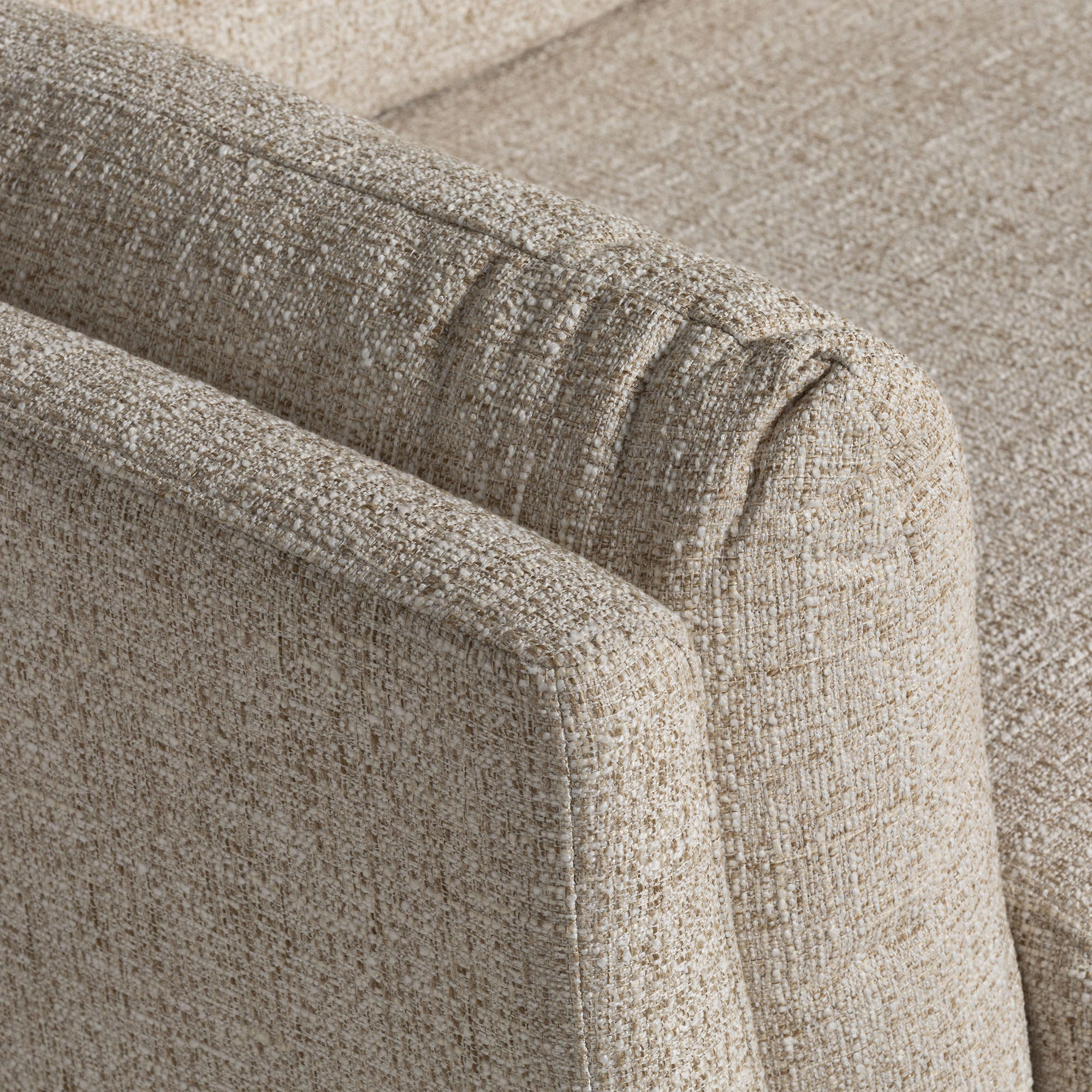 Malmo Neutral Fabric 3 Seater Sofa, Espresso Wooden Legs