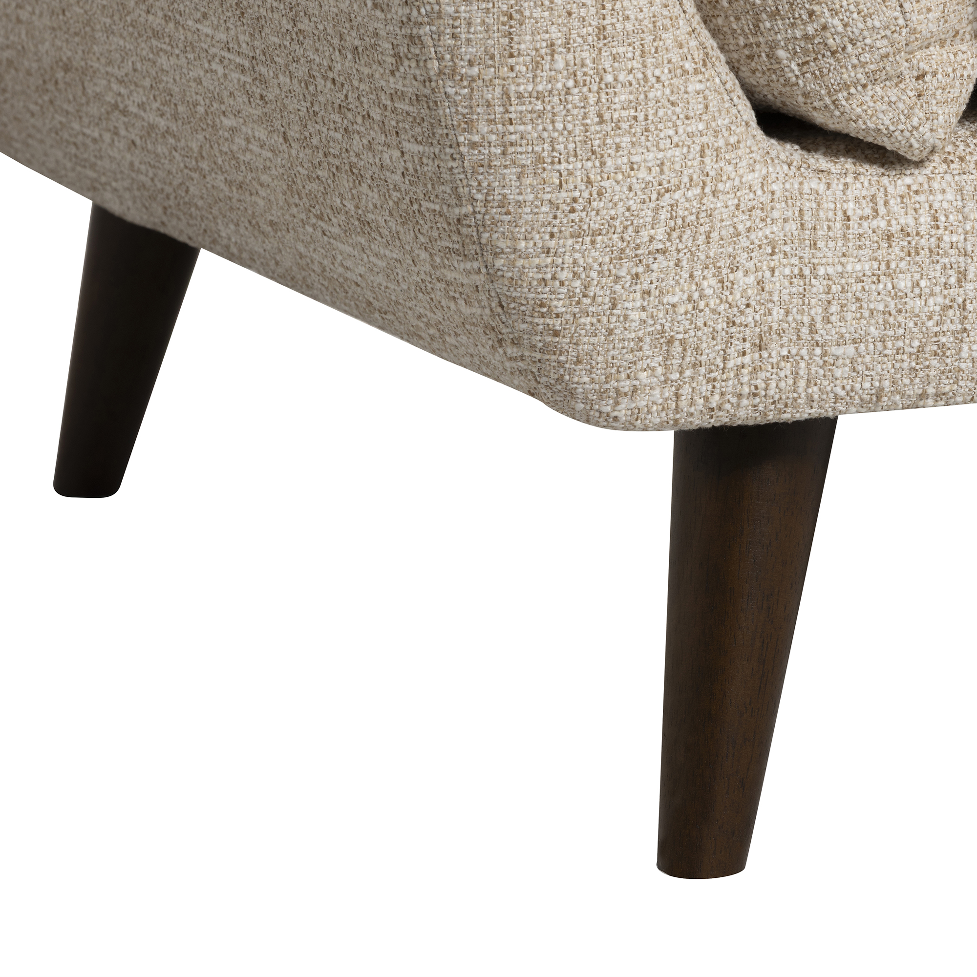 Malmo Neutral Fabric 3 Seater Sofa, Espresso Wooden Legs
