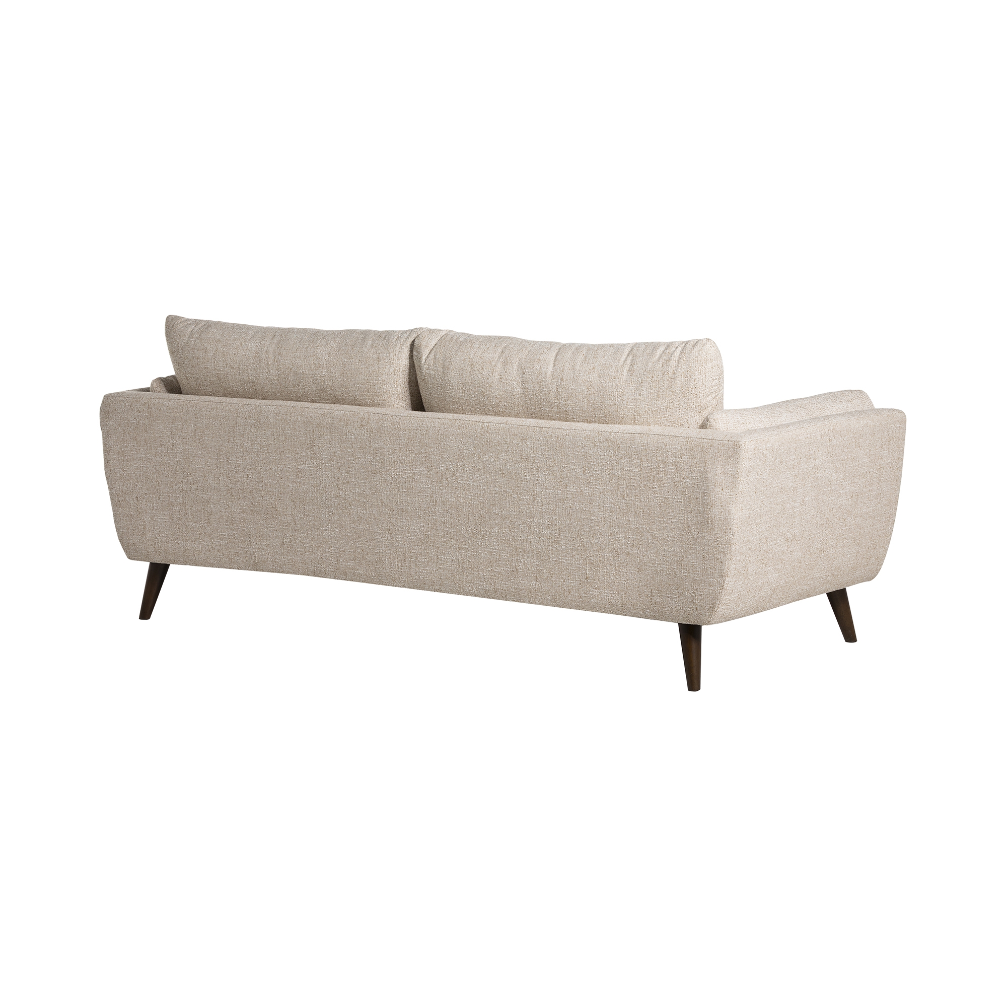 Malmo Neutral Fabric 3 Seater Sofa, Espresso Wooden Legs