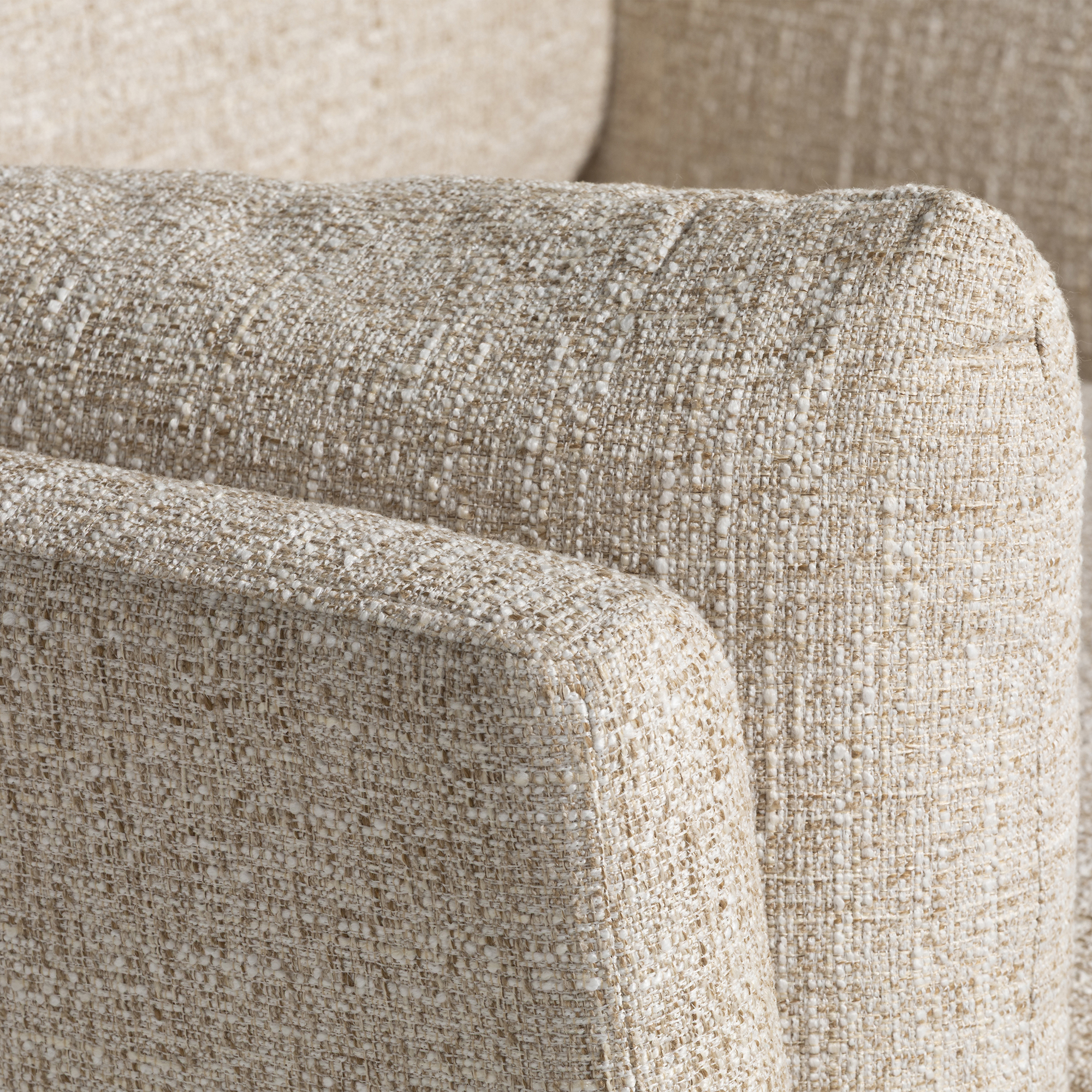 Malmo Neutral Fabric Armchair, Espresso Wooden Legs