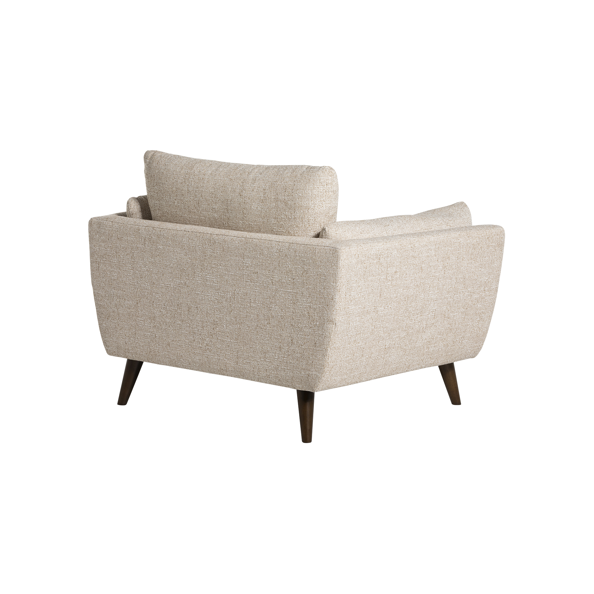 Malmo Neutral Fabric Armchair, Espresso Wooden Legs
