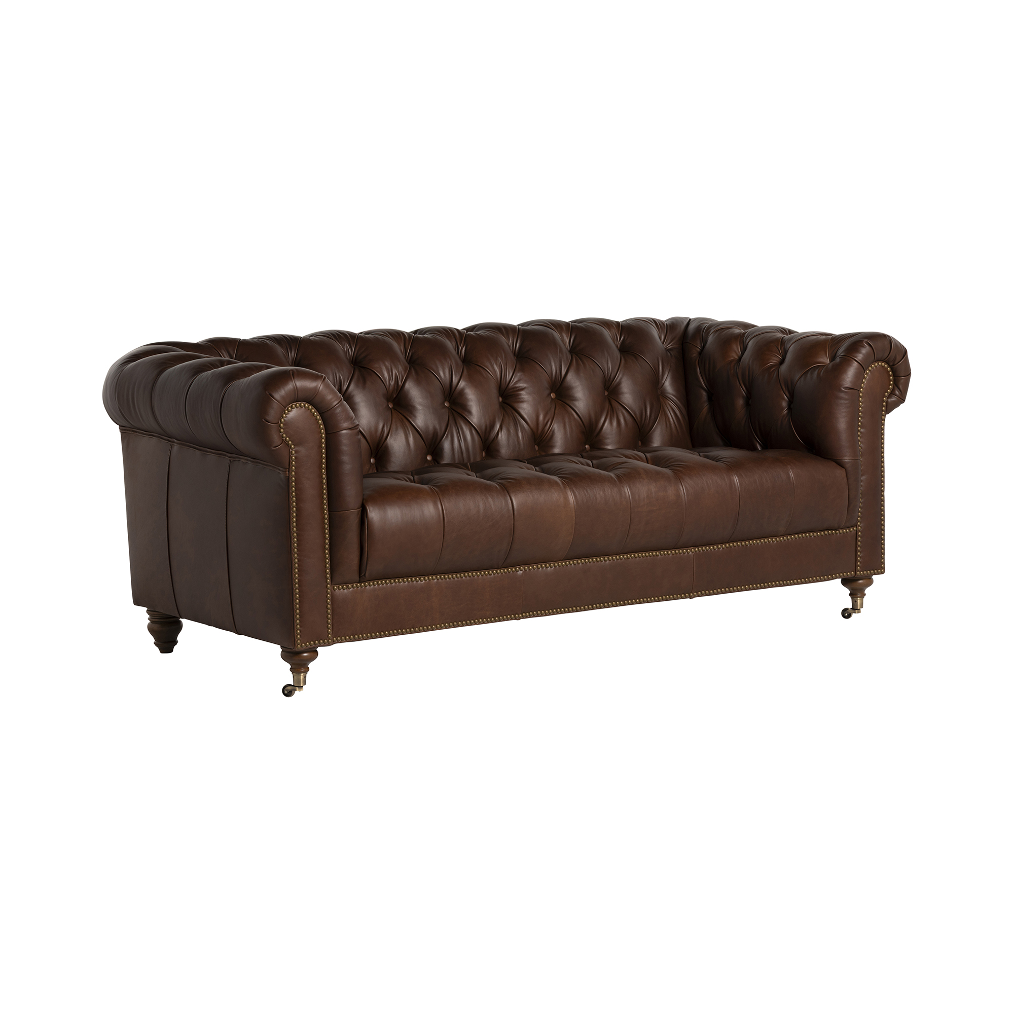 Caversham 3 Seater Sofa - Wildwood Noix, Dark Castor Foot and Antique Studs