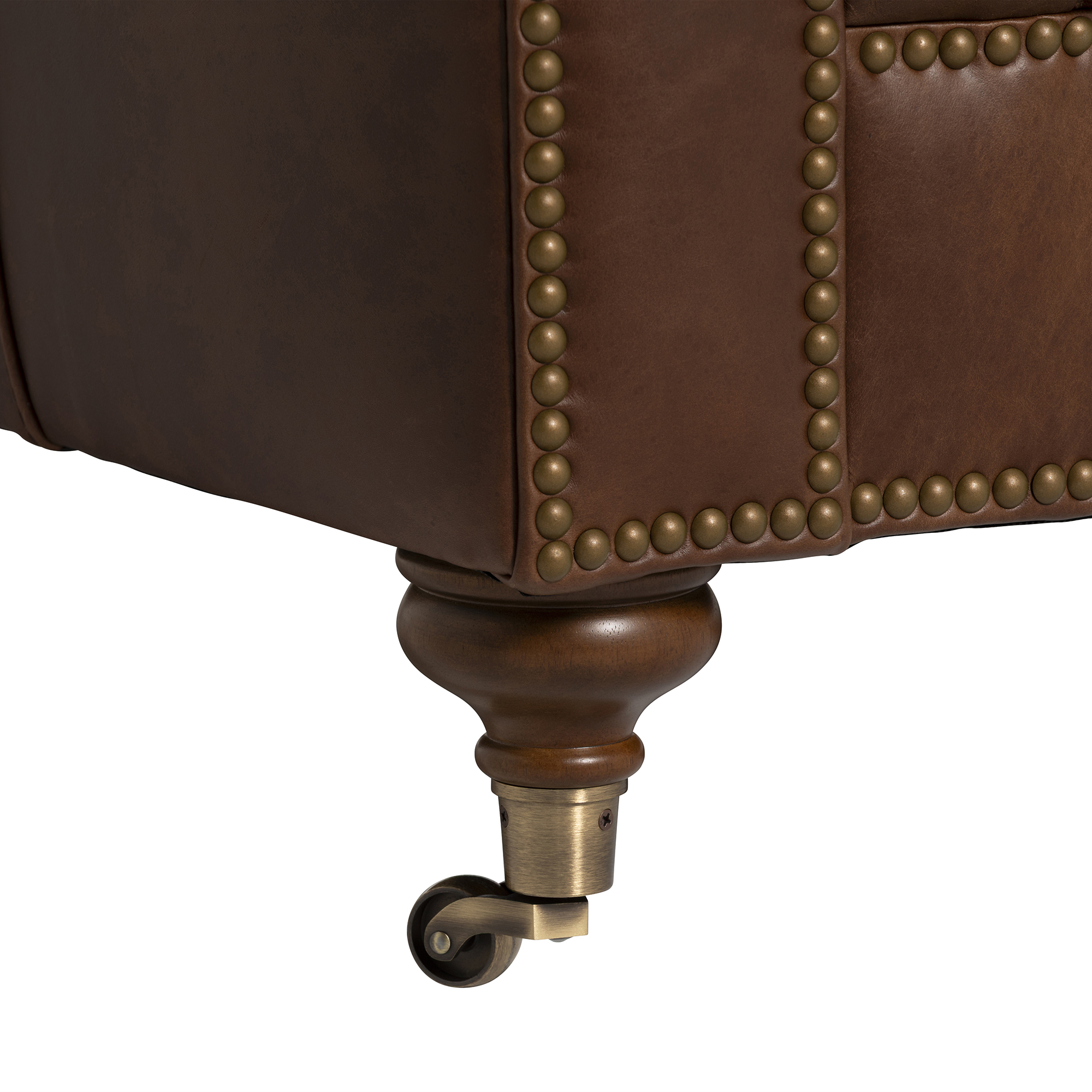 Caversham 3 Seater Sofa - Wildwood Noix, Dark Castor Foot and Antique Studs