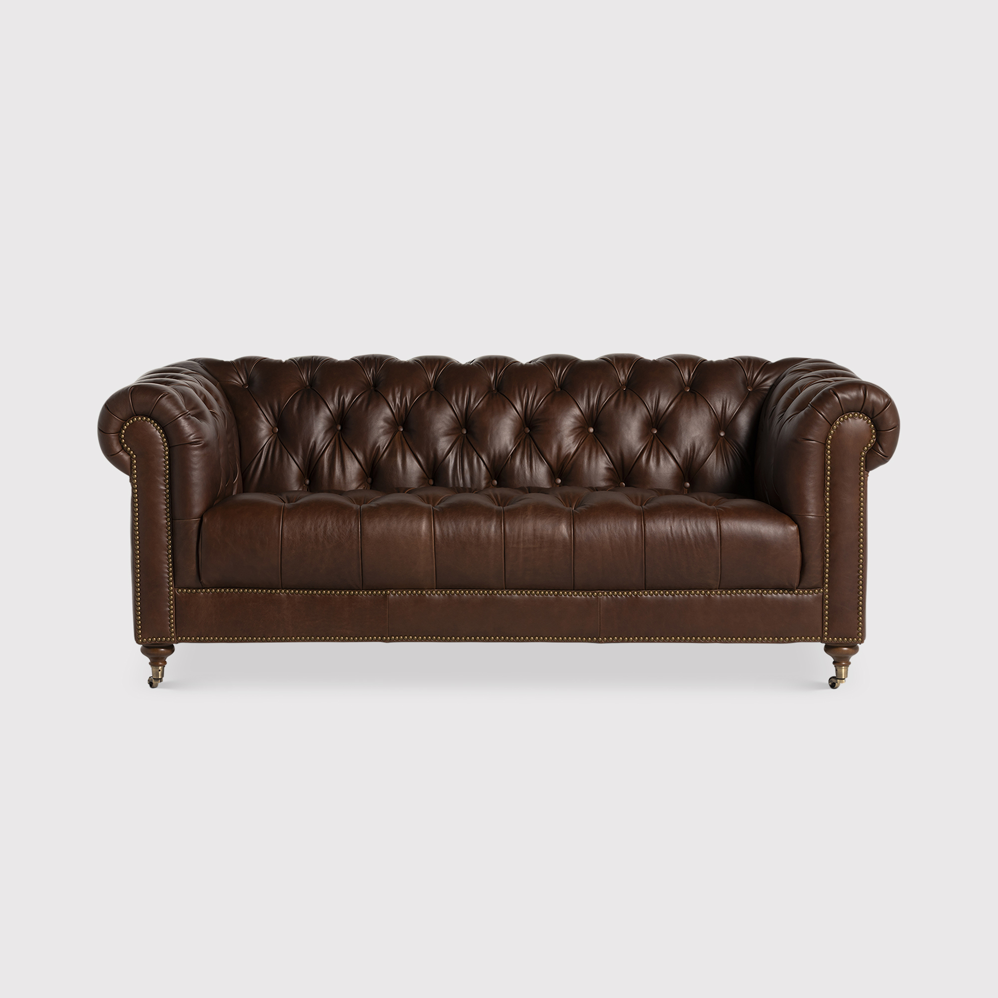 Caversham 3 Seater Sofa - Wildwood Noix, Dark Castor Foot and Antique Studs