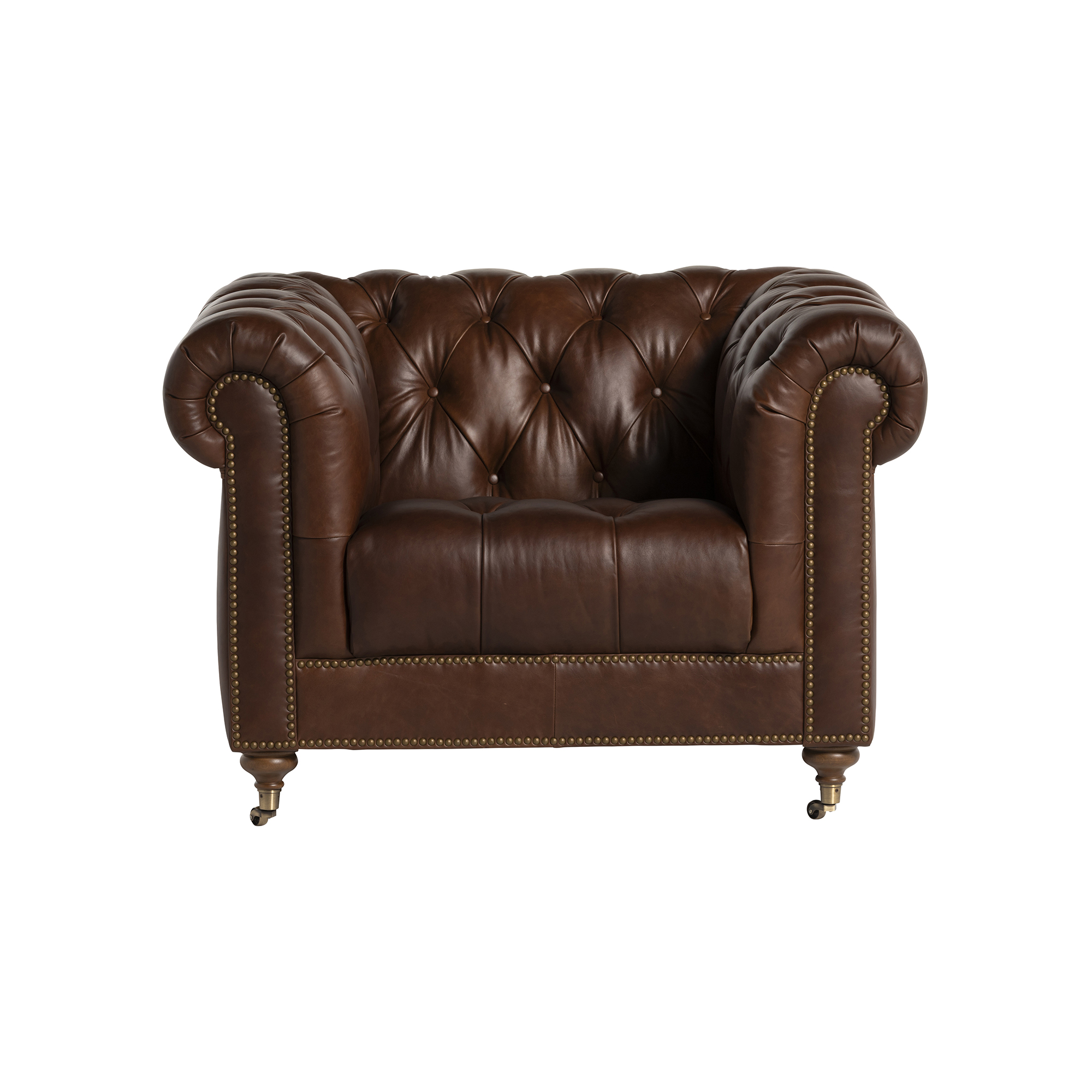 Caversham Standard Chair - Wildwood Noix, Dark Castor Foot and Antique Studs