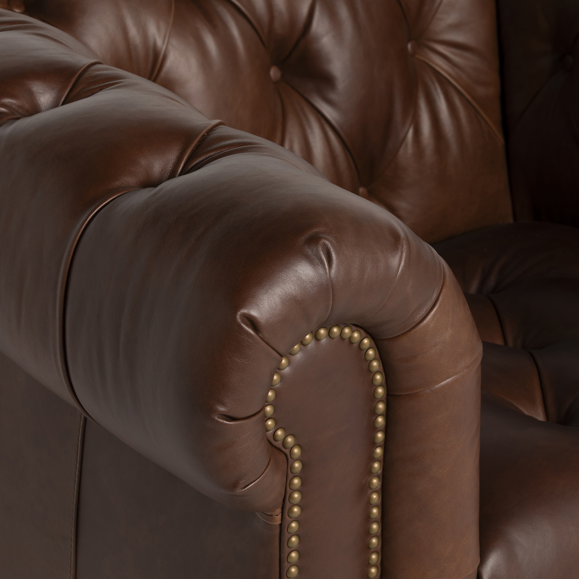 Caversham Standard Chair - Wildwood Noix, Dark Castor Foot and Antique Studs