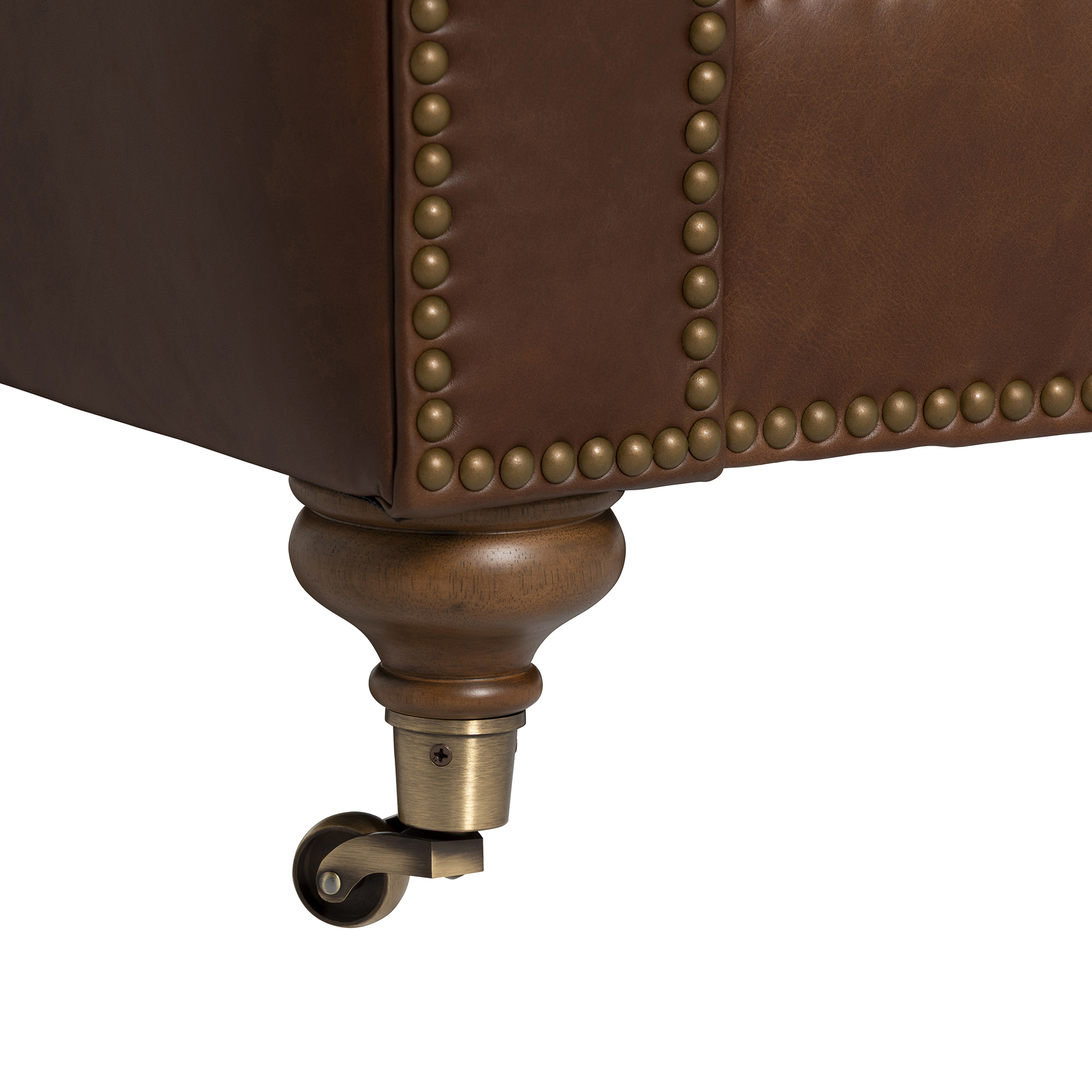 Caversham Standard Chair - Wildwood Noix, Dark Castor Foot and Antique Studs
