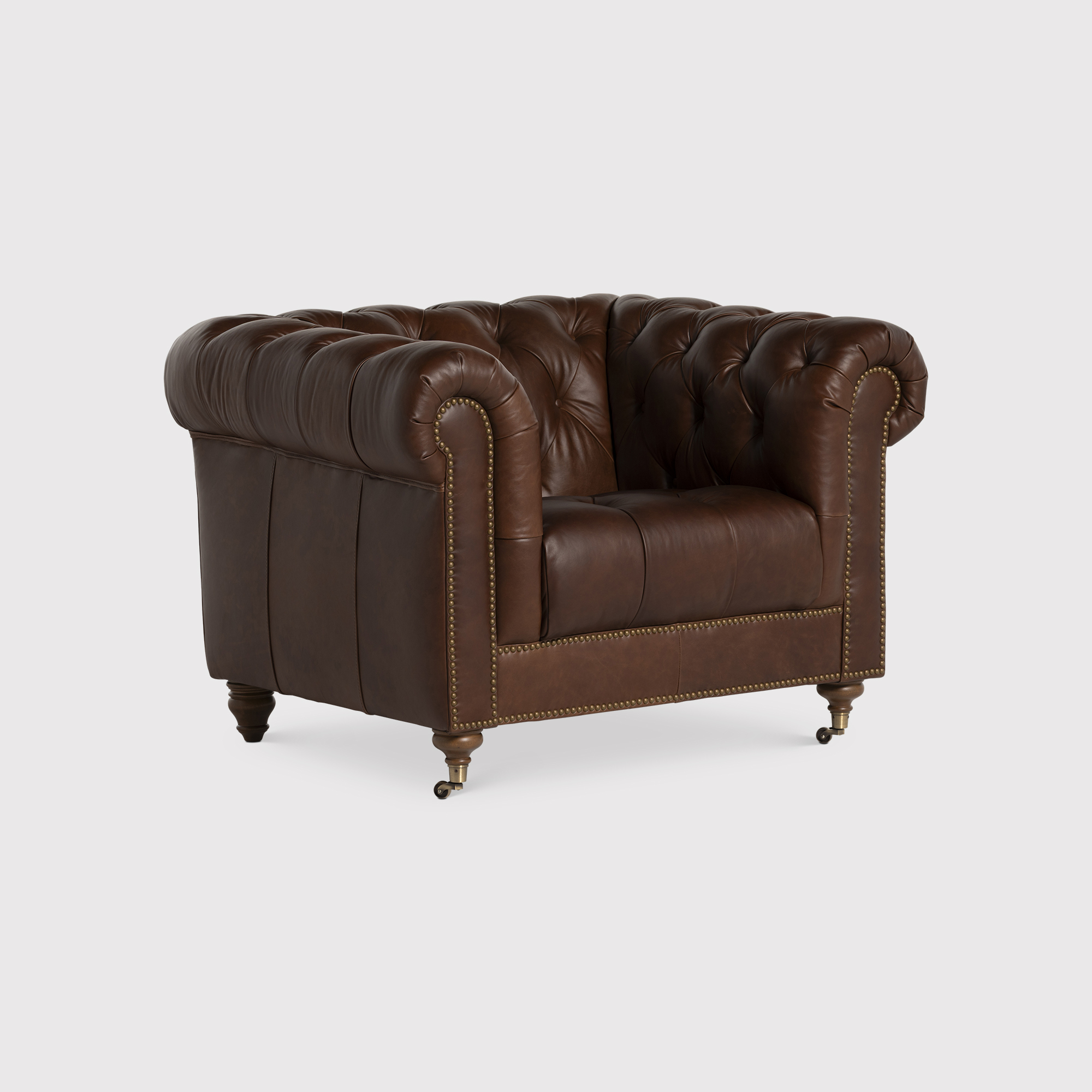 Caversham Standard Chair - Wildwood Noix, Dark Castor Foot and Antique Studs