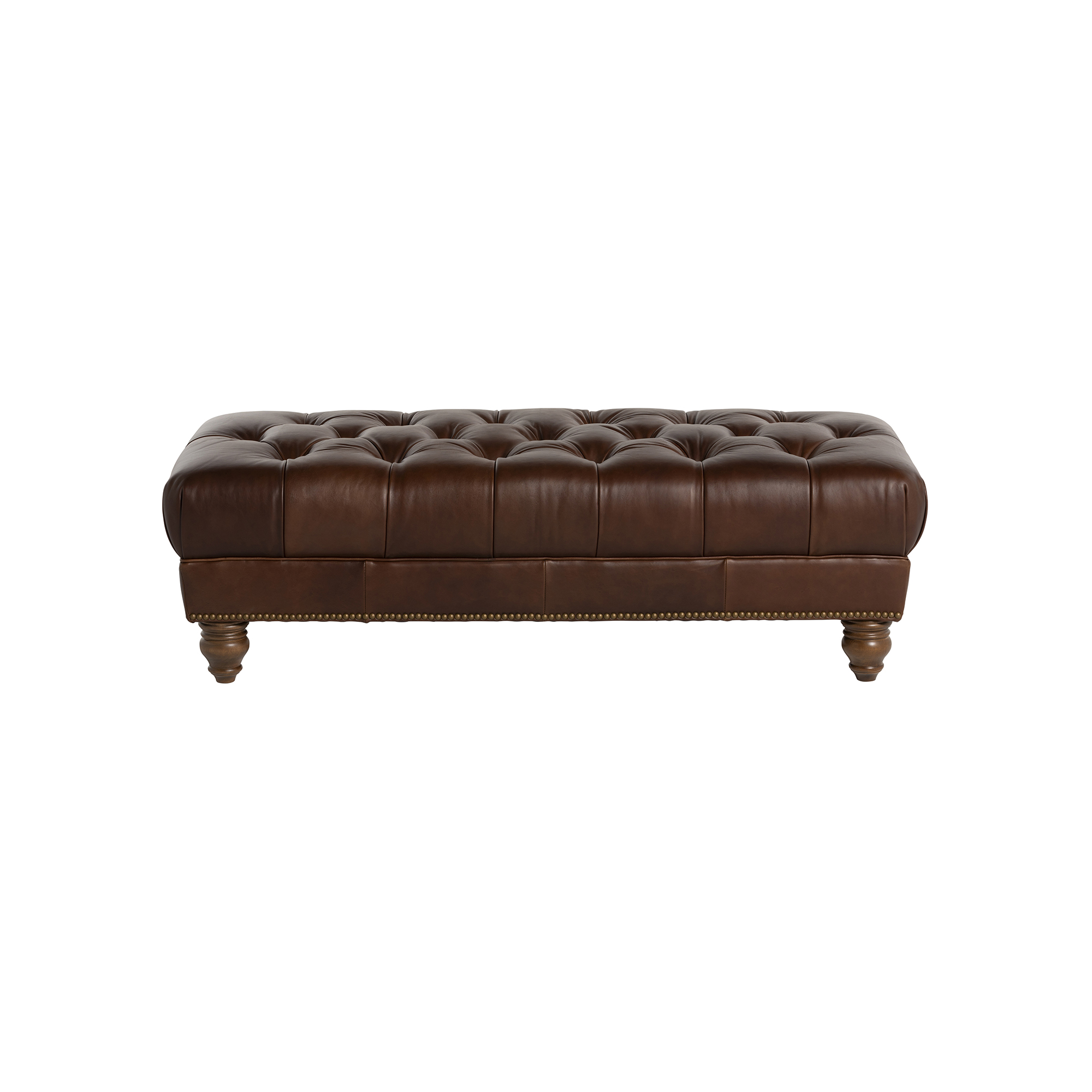 Caversham Footstool - Wildwood Noix, Dark Castor Foot and Antique Studs