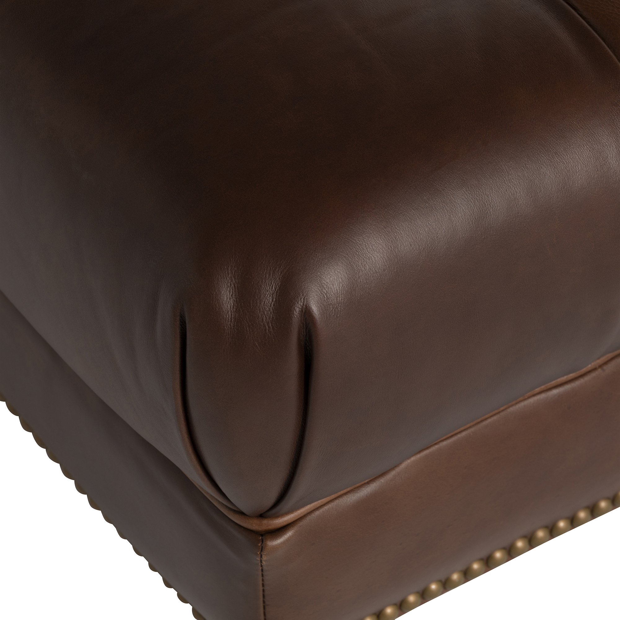 Caversham Footstool - Wildwood Noix, Dark Castor Foot and Antique Studs