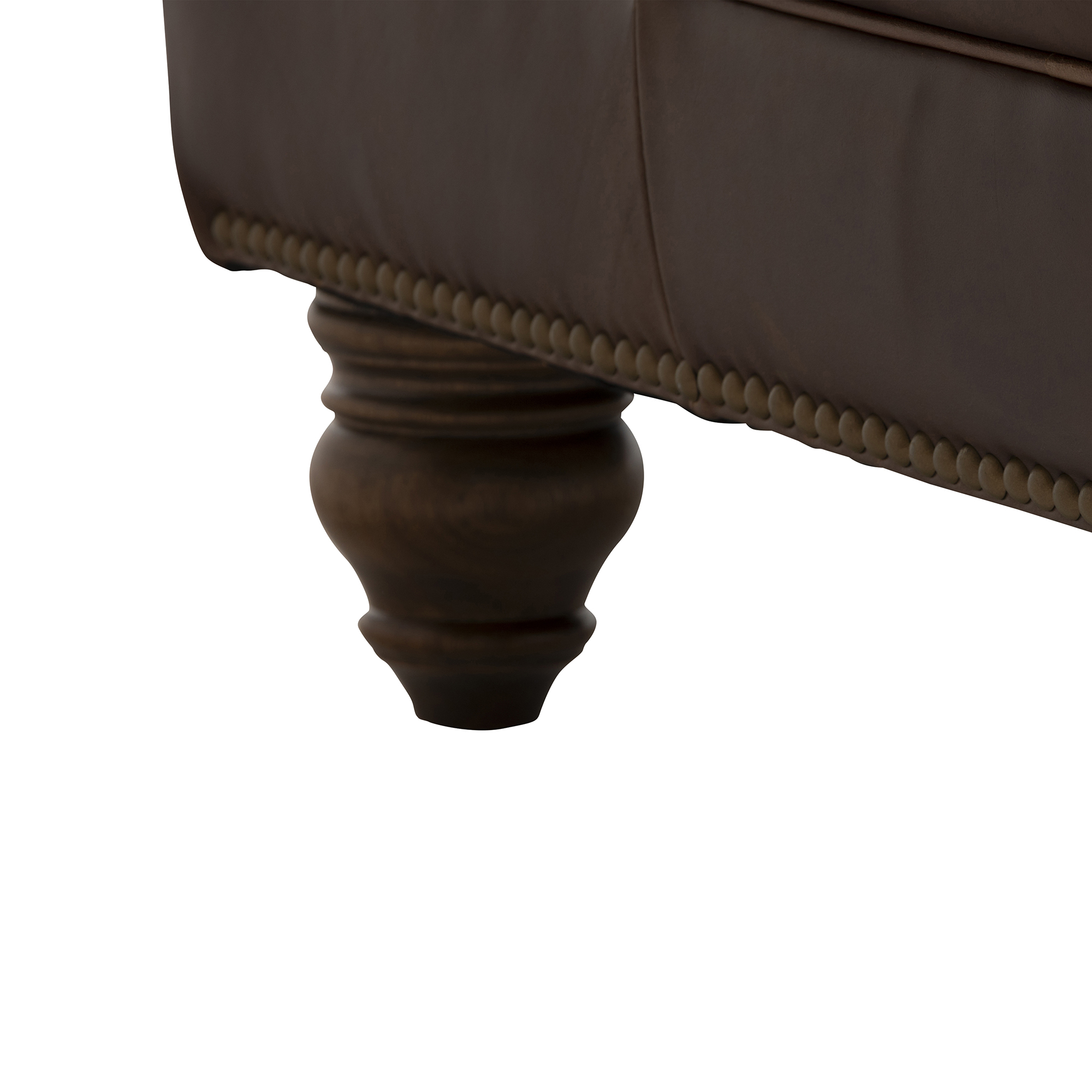 Caversham Footstool - Wildwood Noix, Dark Castor Foot and Antique Studs