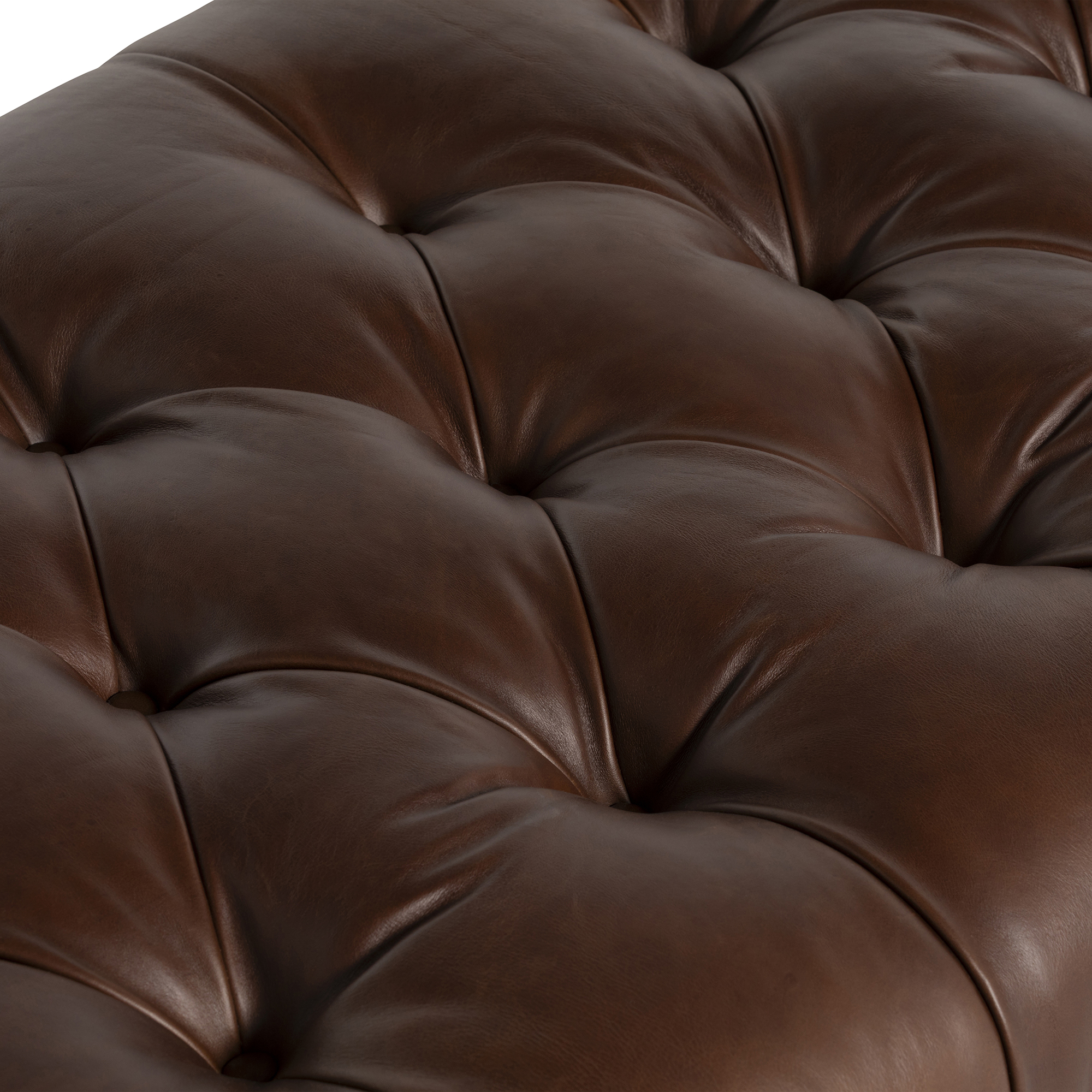 Caversham Footstool - Wildwood Noix, Dark Castor Foot and Antique Studs