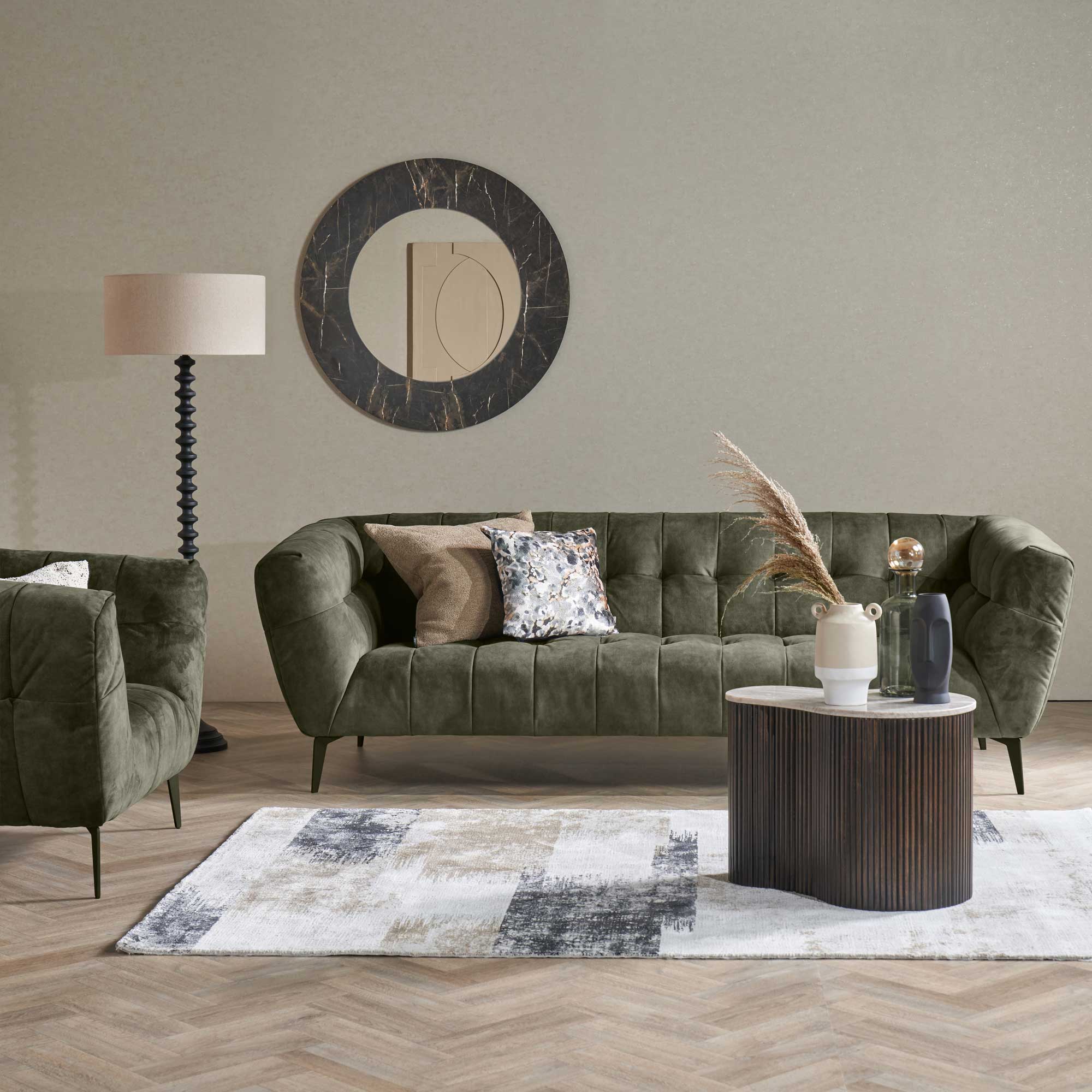 Azalea Dark Green Velvet 2 Seater Sofa