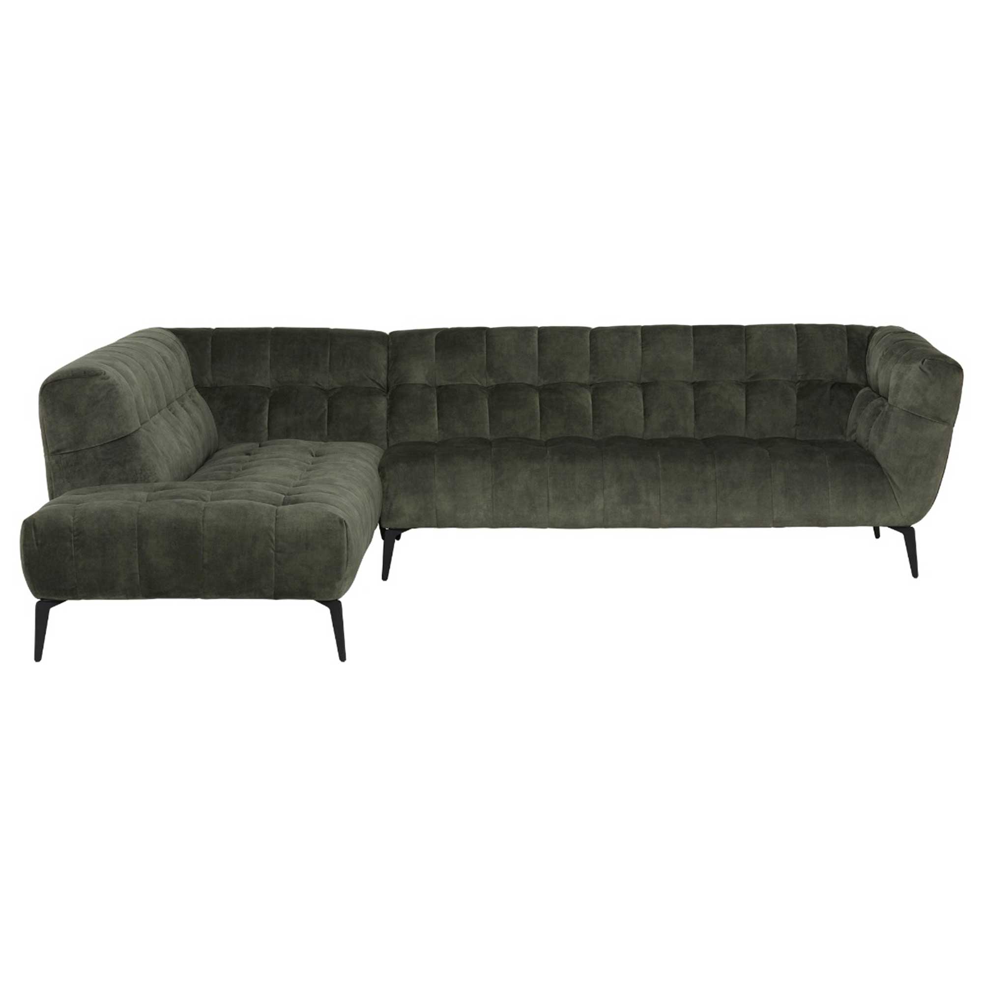Azalea Dark Green Velvet Left H and  Corner Sofa