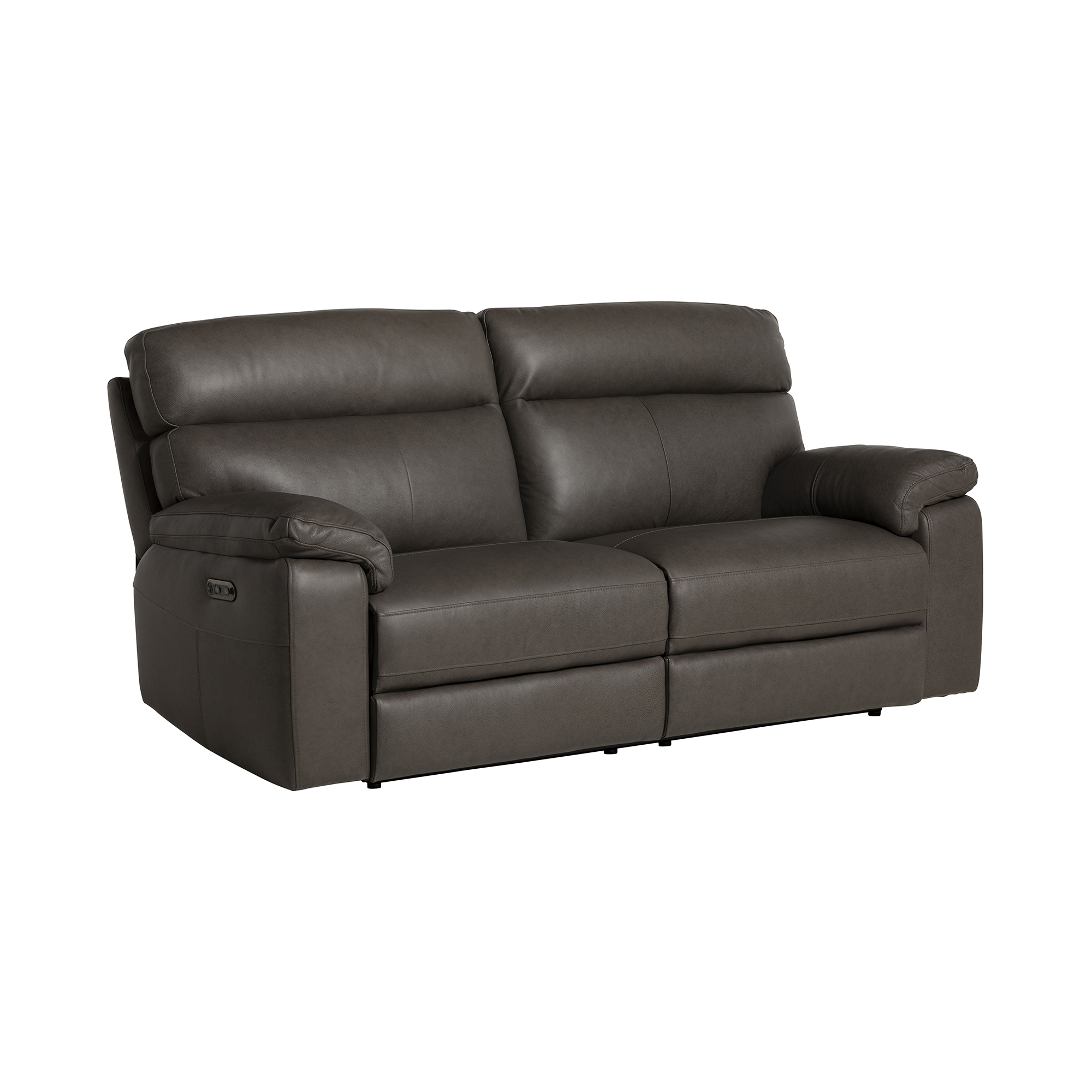 Clark Dark Grey Leather Electric Recliner 3 Seater Sofa