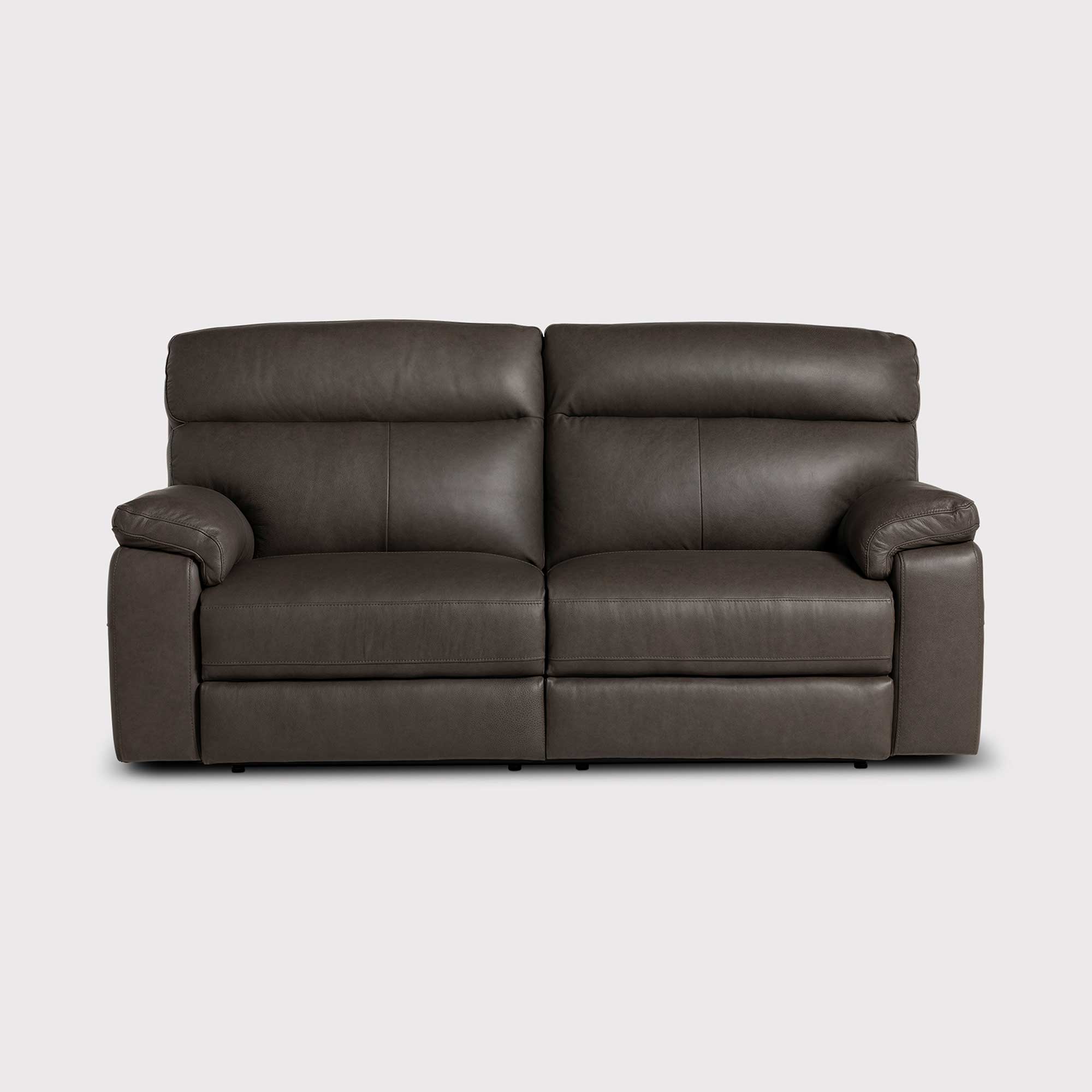 Clark Dark Grey Leather Electric Recliner 3 Seater Sofa