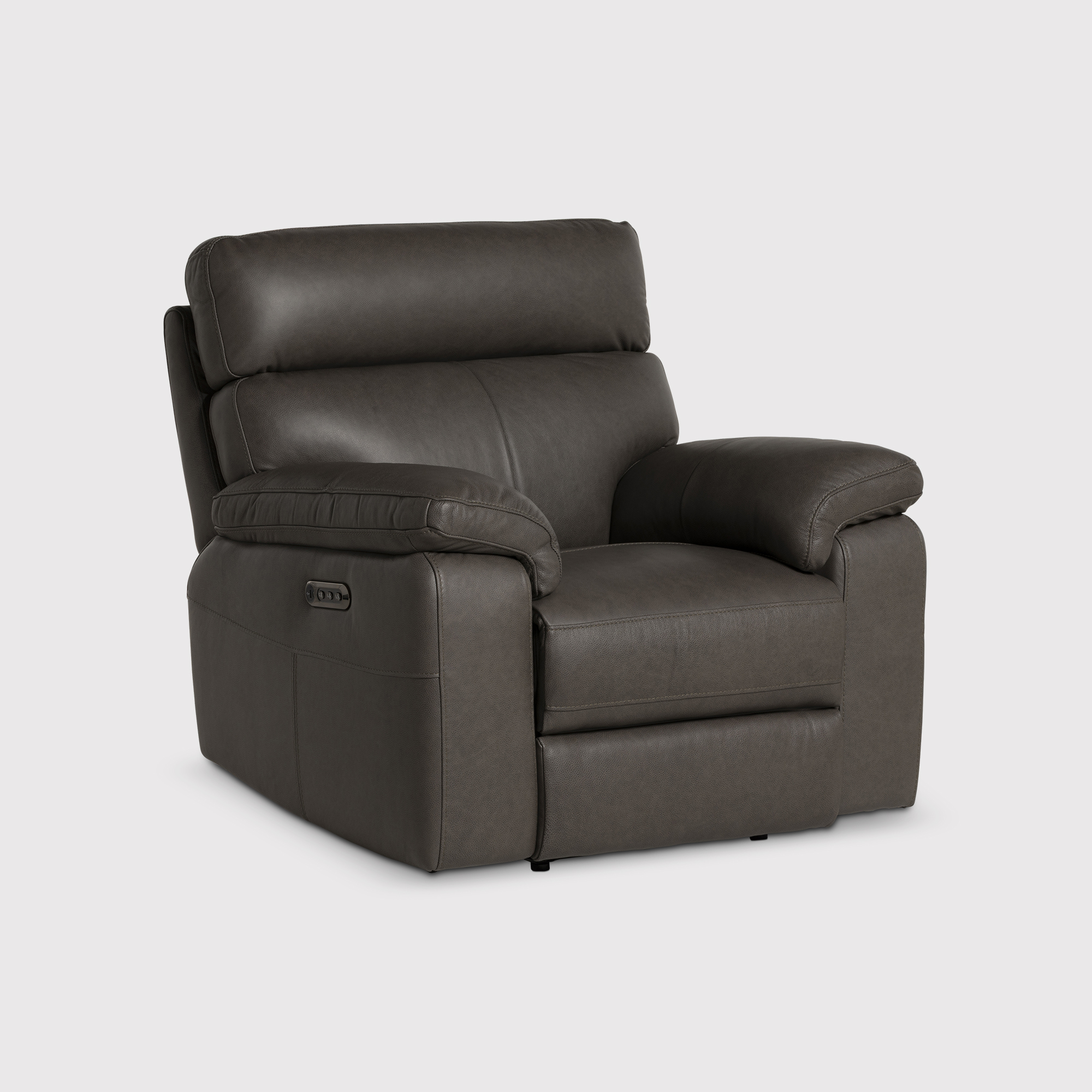 Clark Dark Grey Leather Electric Recliner Armchair