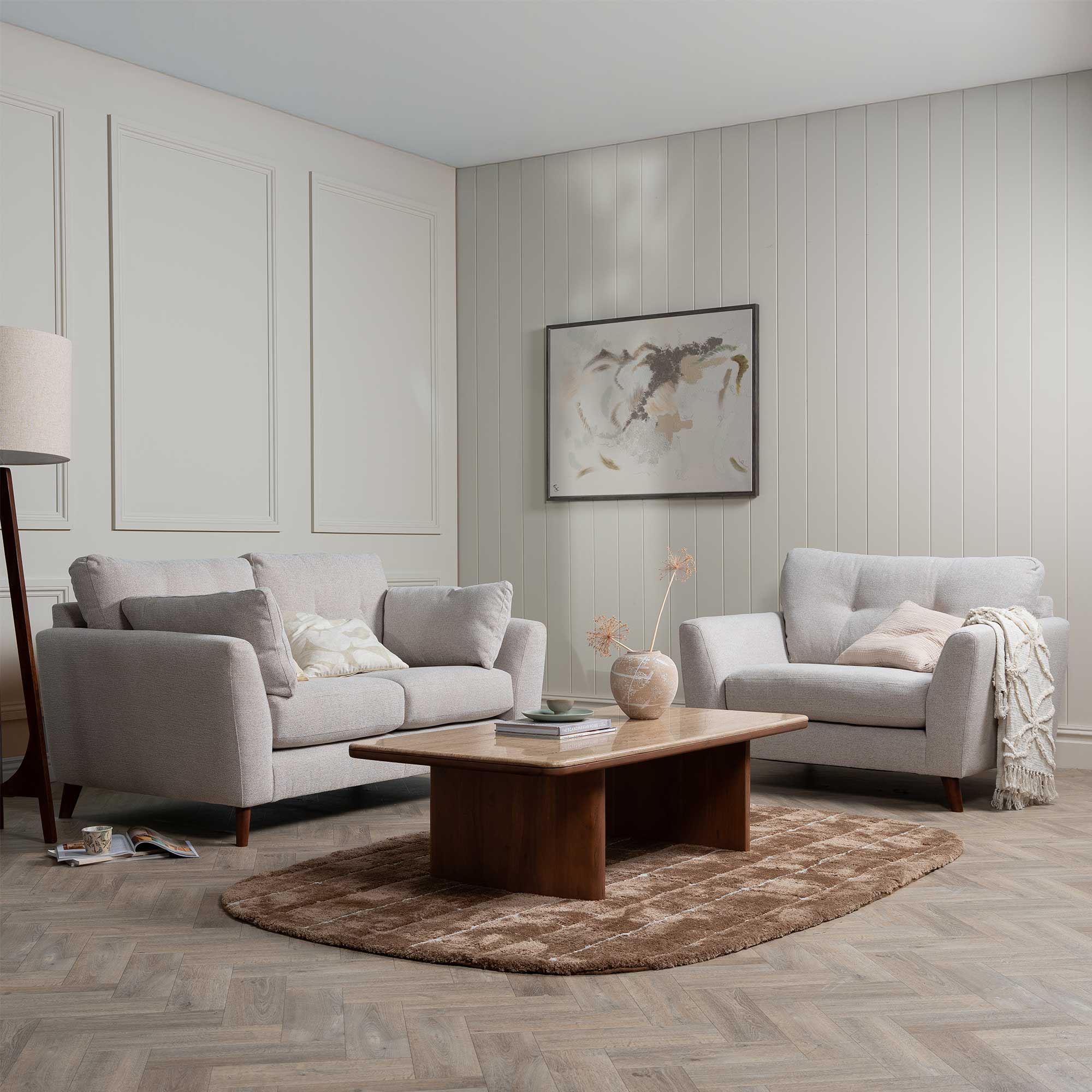 Benton Loveseat - House Woven Chenille Natural and Medium Feet