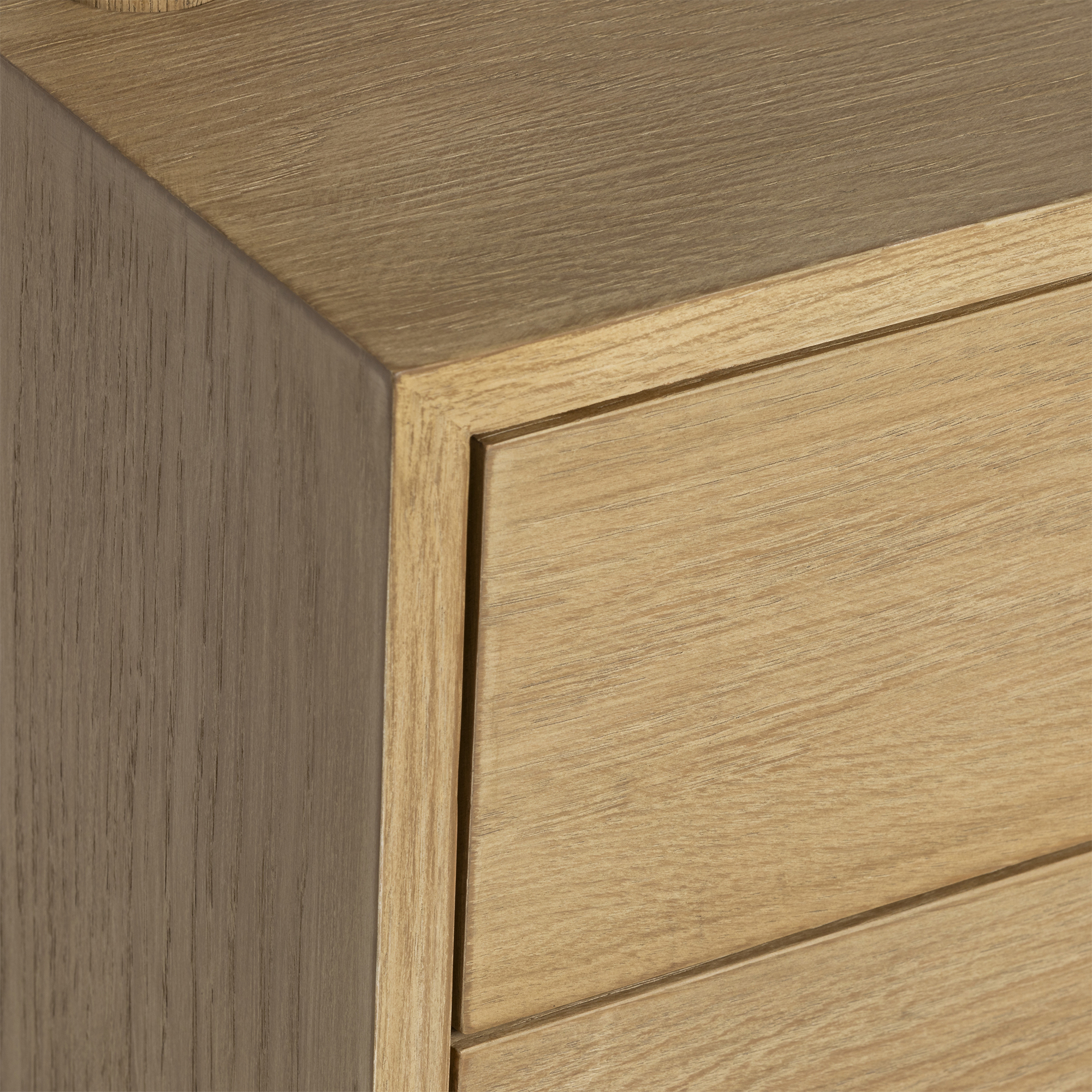 Athos Oak Wood with Light Brass Ending 149.5cm Bookshelf with 6 Drawers, 6 Shelves And 3 Struts, Bleached Oak