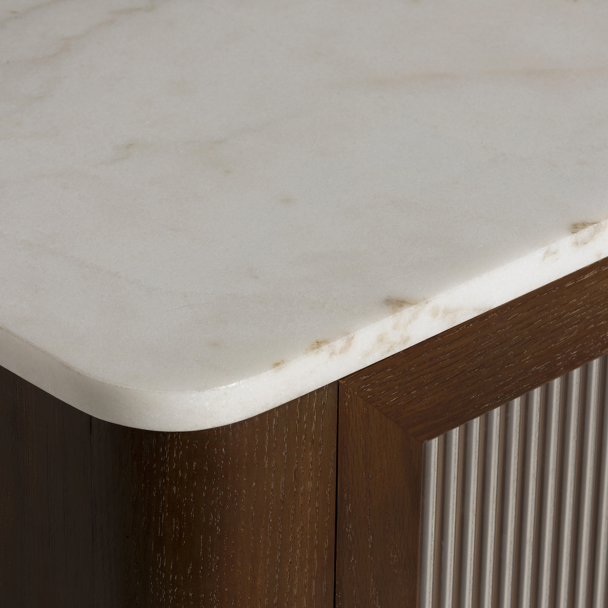 Haynes Sideboard - White Marble and Brown Oak