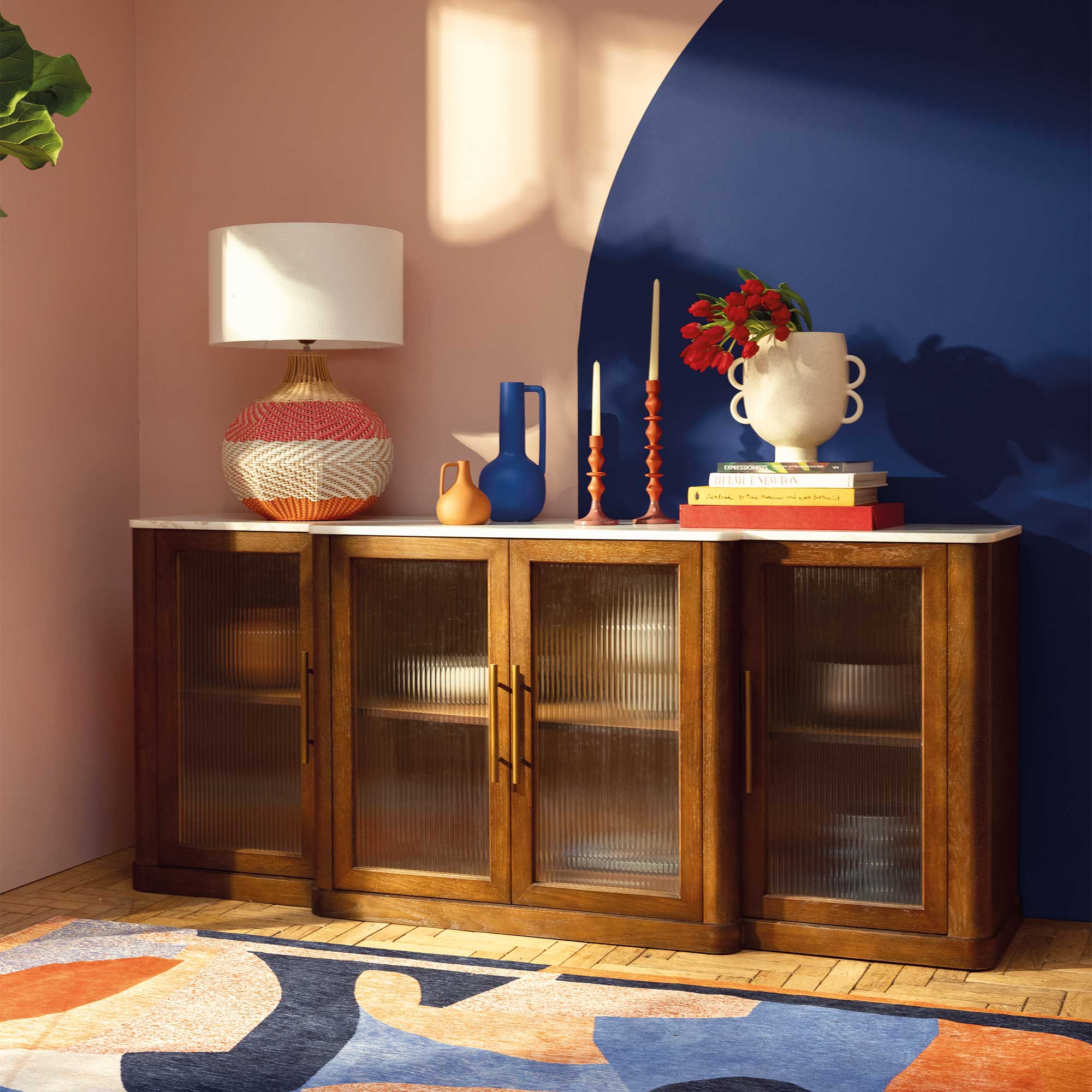 Haynes Sideboard - White Marble and Brown Oak