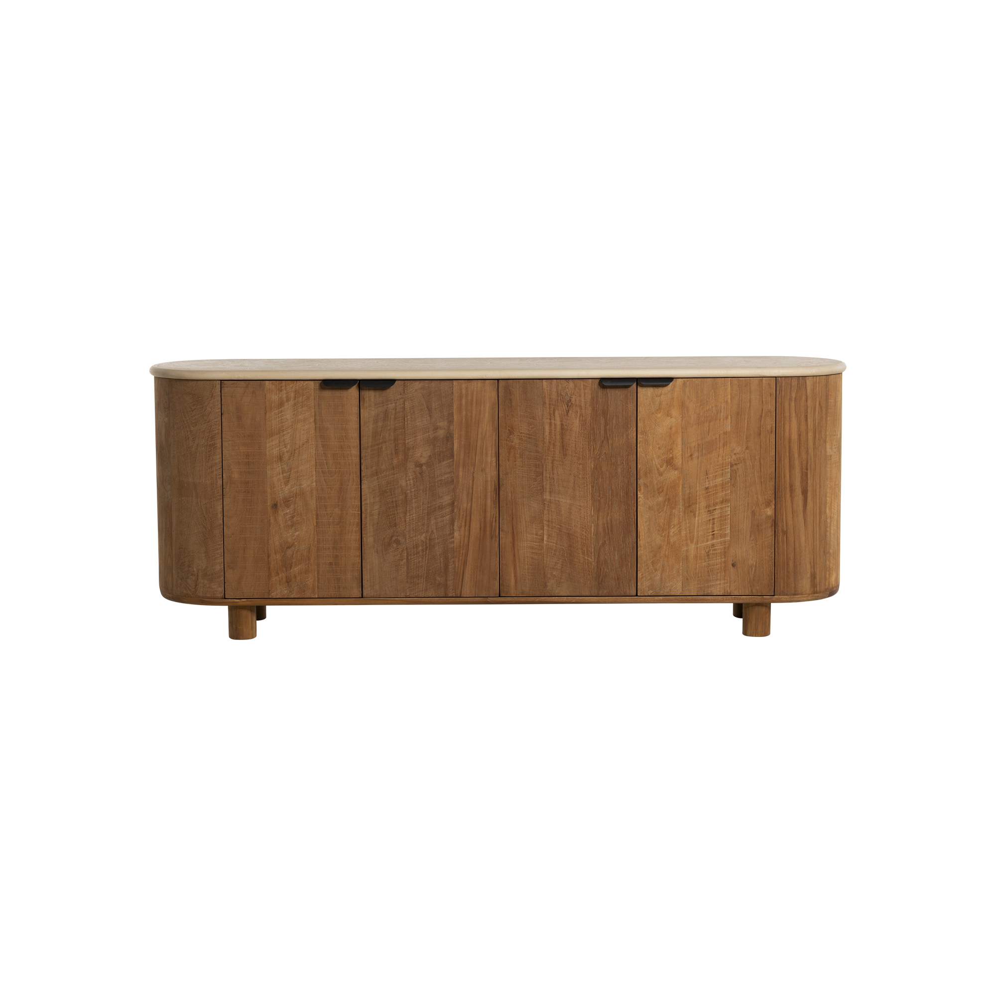 Panama Faux Stone Top Wooden 4 Doors Sideboard