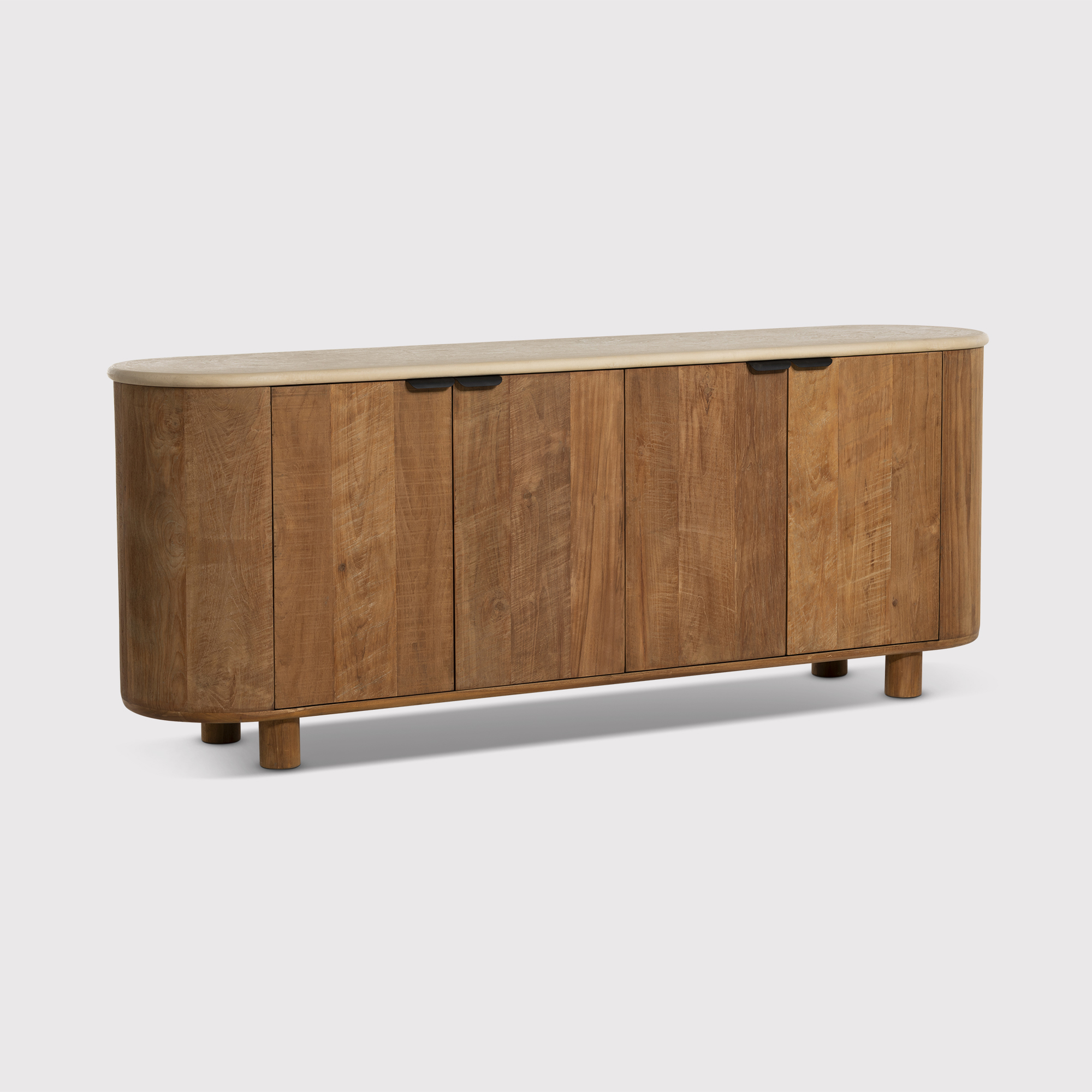 Panama Faux Stone Top Wooden 4 Doors Sideboard