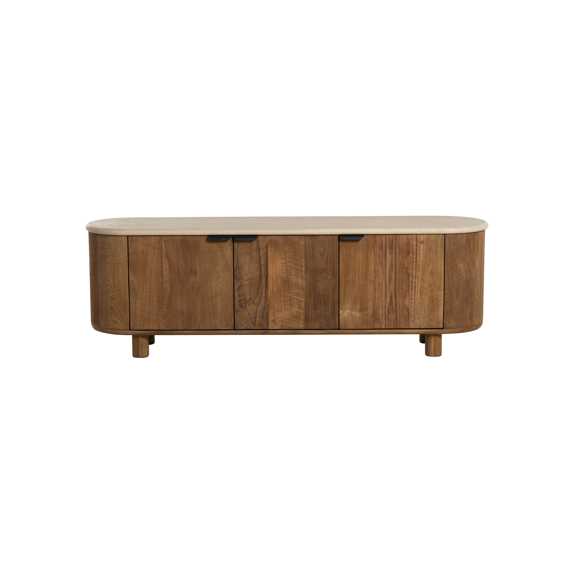 Panama Faux Stone Top and Wooden 3 Door TV Dresser