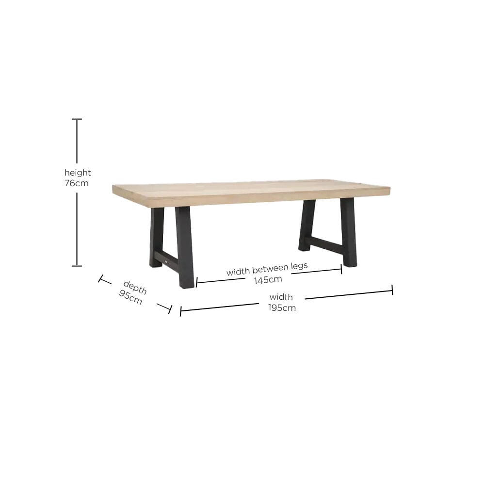 Beach 195cm Teak Wood Garden Table, Graphite and Aged Teak