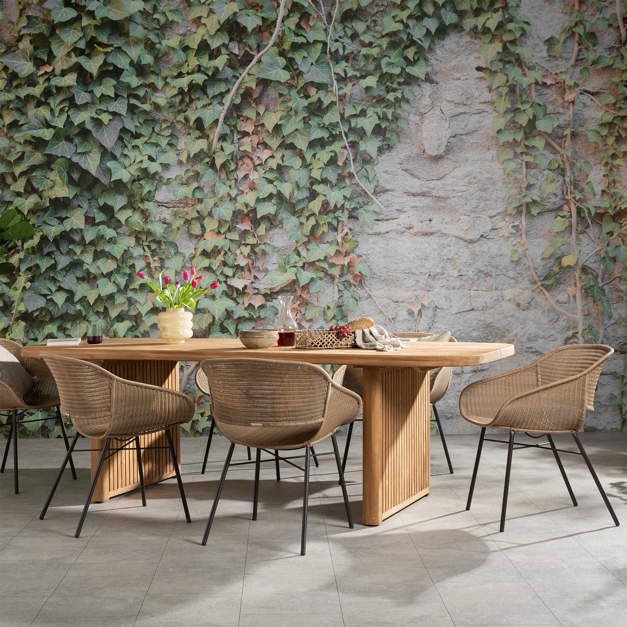 Merida Natural Lava Garden Dining Chair, Resin Natural, Powder Coating