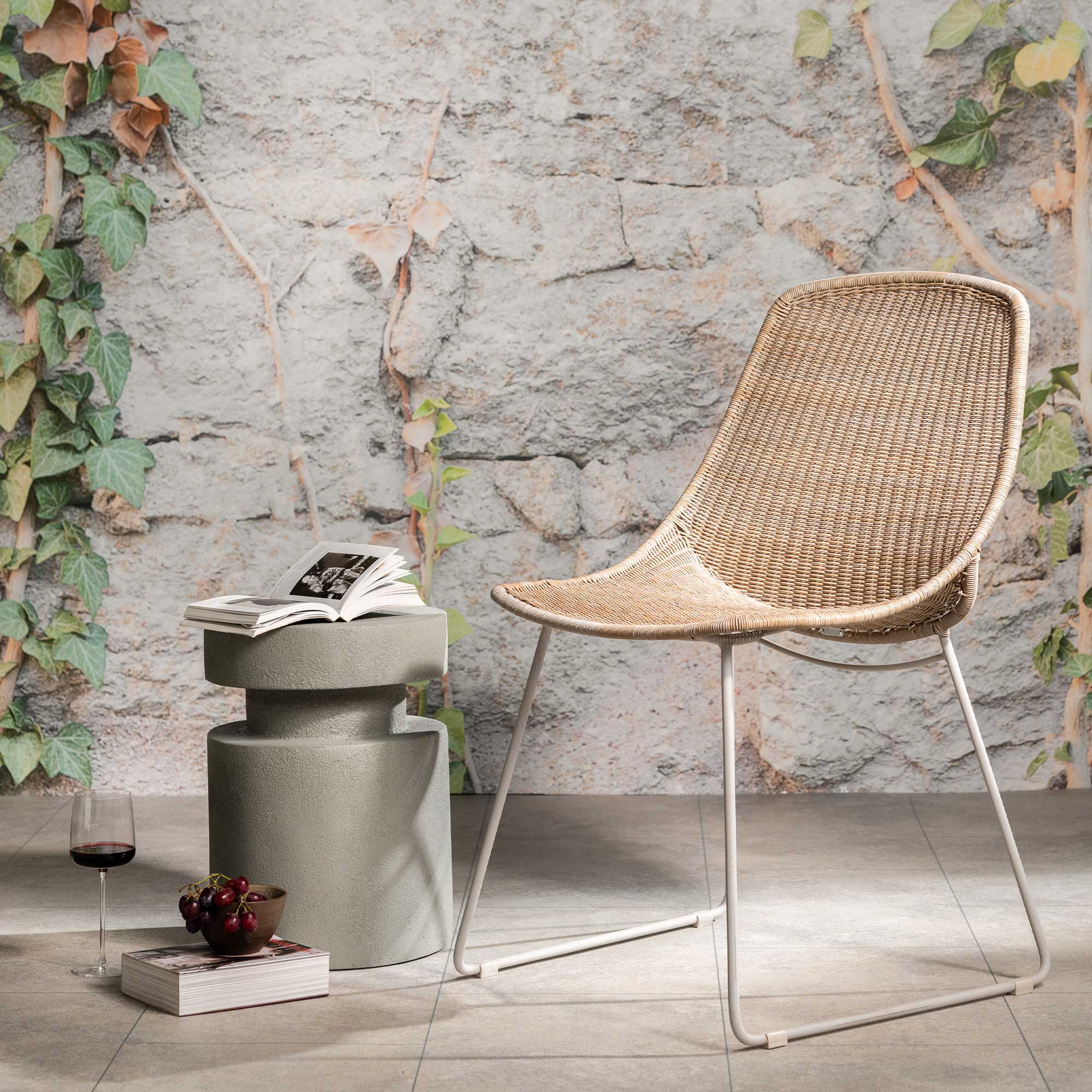 Pori Round Light Grey Concrete Effect Garden Stool