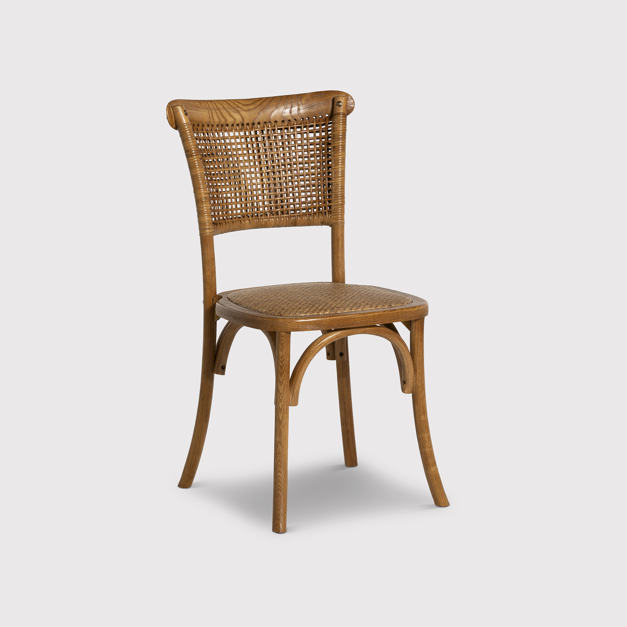 Amiens Elm Wood Open Back Dining Chair with Rattan Seat