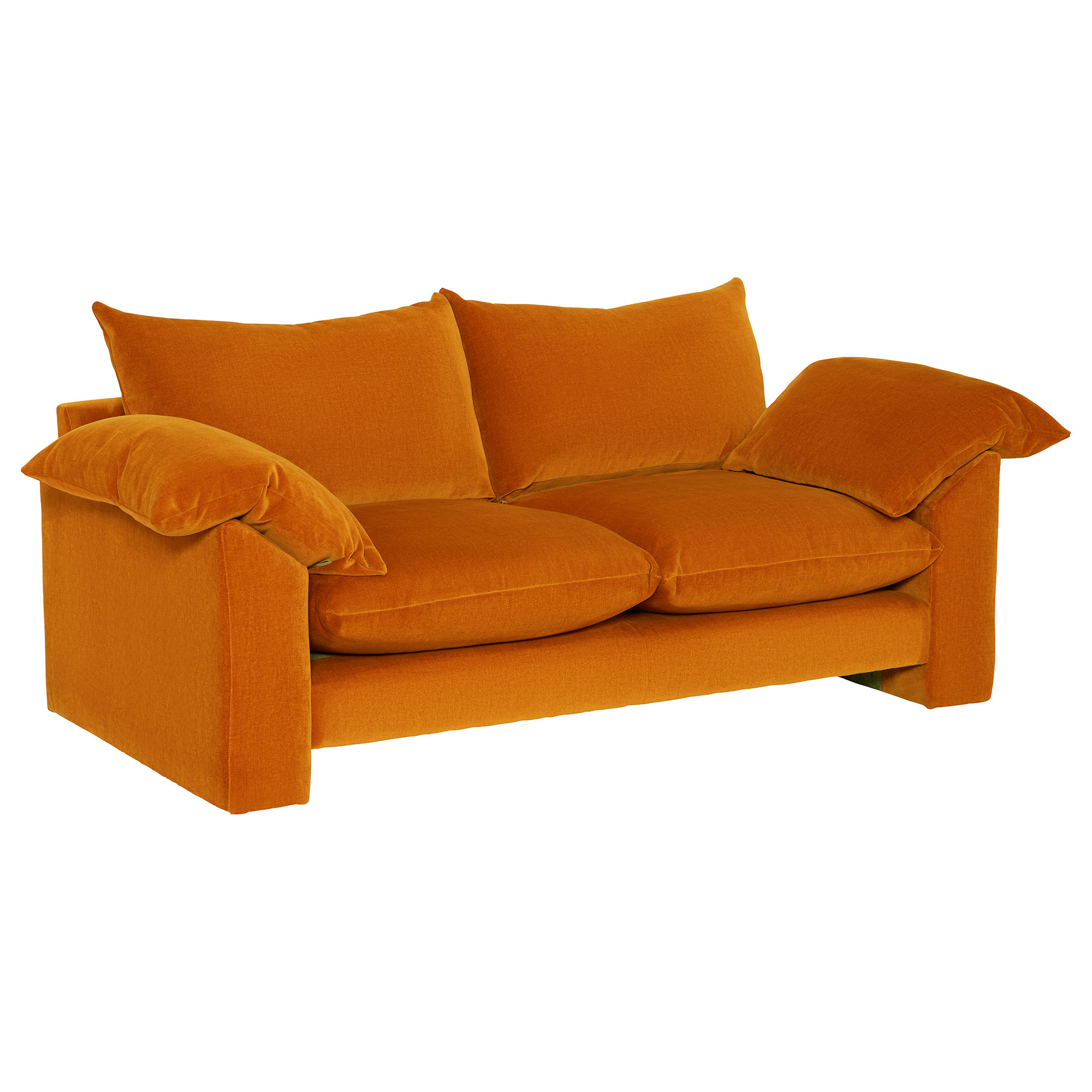 Hoxton Small Chenille Fabric 2 Seater Sofa, Dusk Marmalade Orange