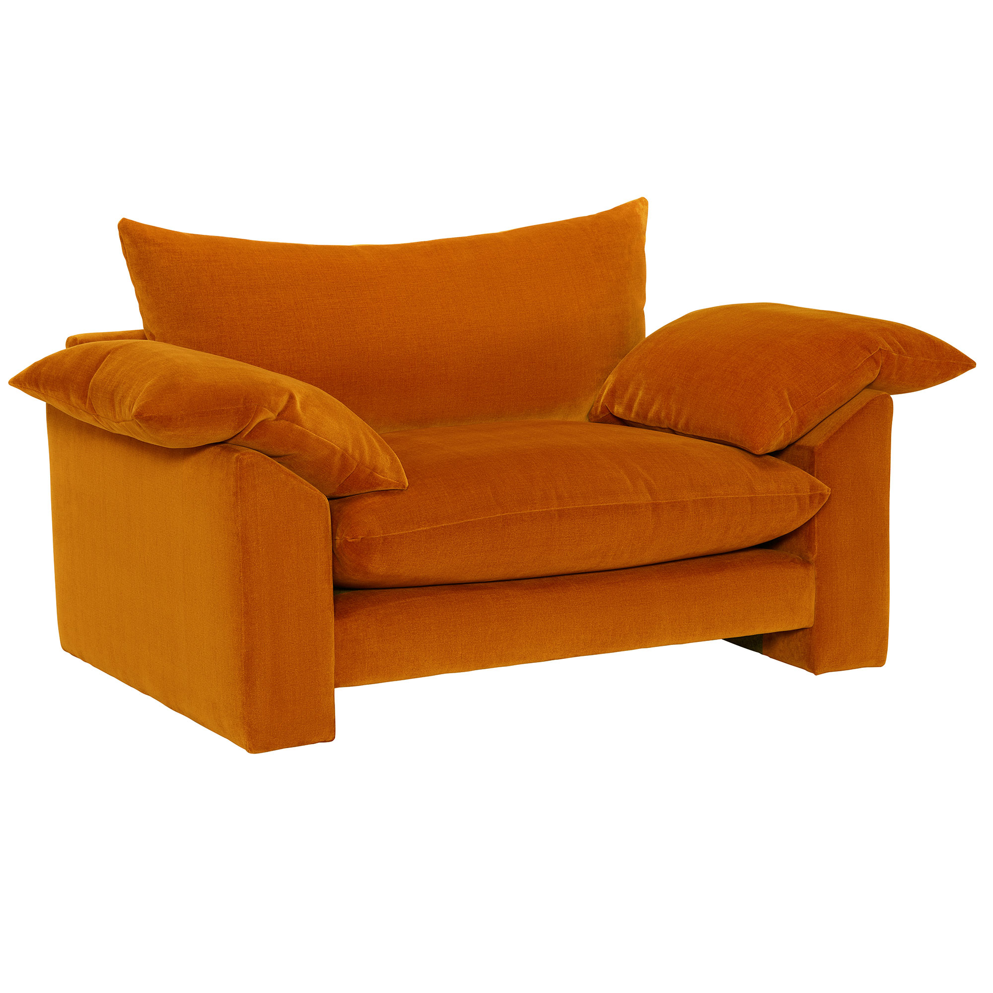 Hoxton Chenille Fabric Snuggle Chair, Dusk Marmalade Orange